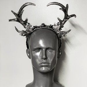 Silver Steampunk Antler Party Horns Women Headband Halloween Costume Head Piece